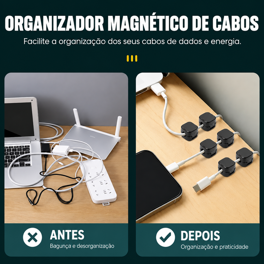 Organizador Magnético de Cabos SmartClip™