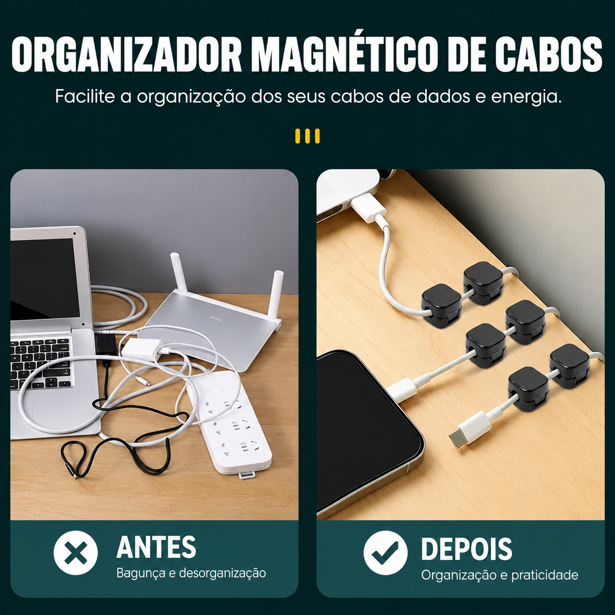 Organizador Magnético de Cabos SmartClip™