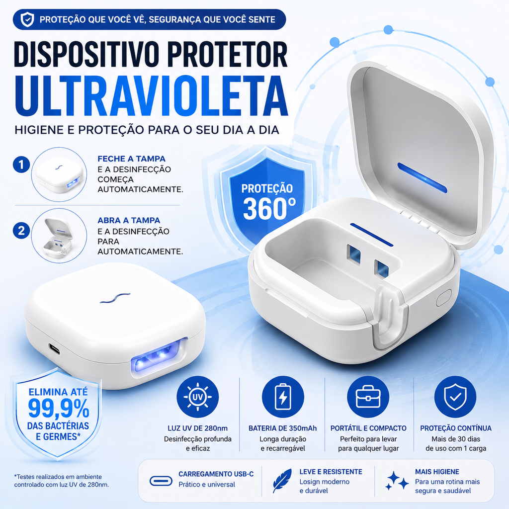 Esterilizador UV Portátil para Escova de Dentes PureBrush™