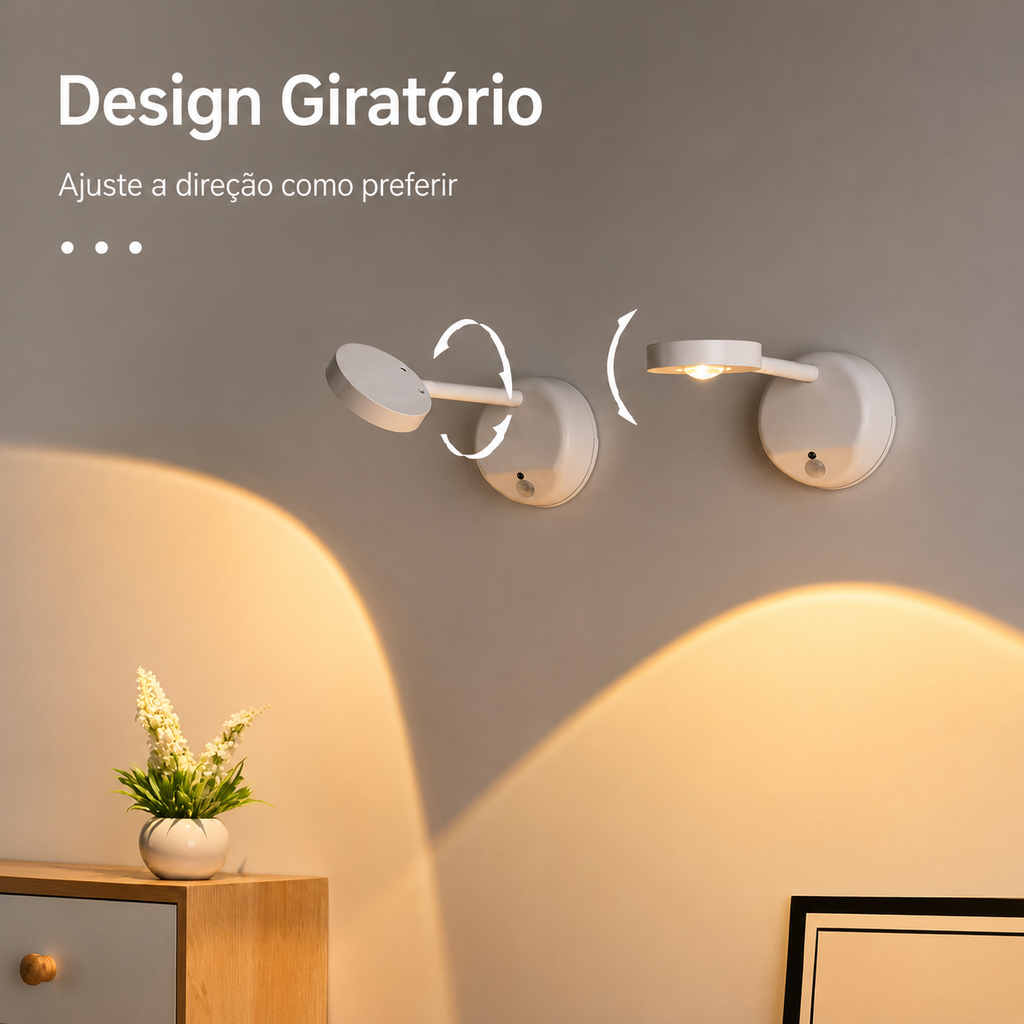 LumiSpot™ | Arandela LED Recarregável Giratória