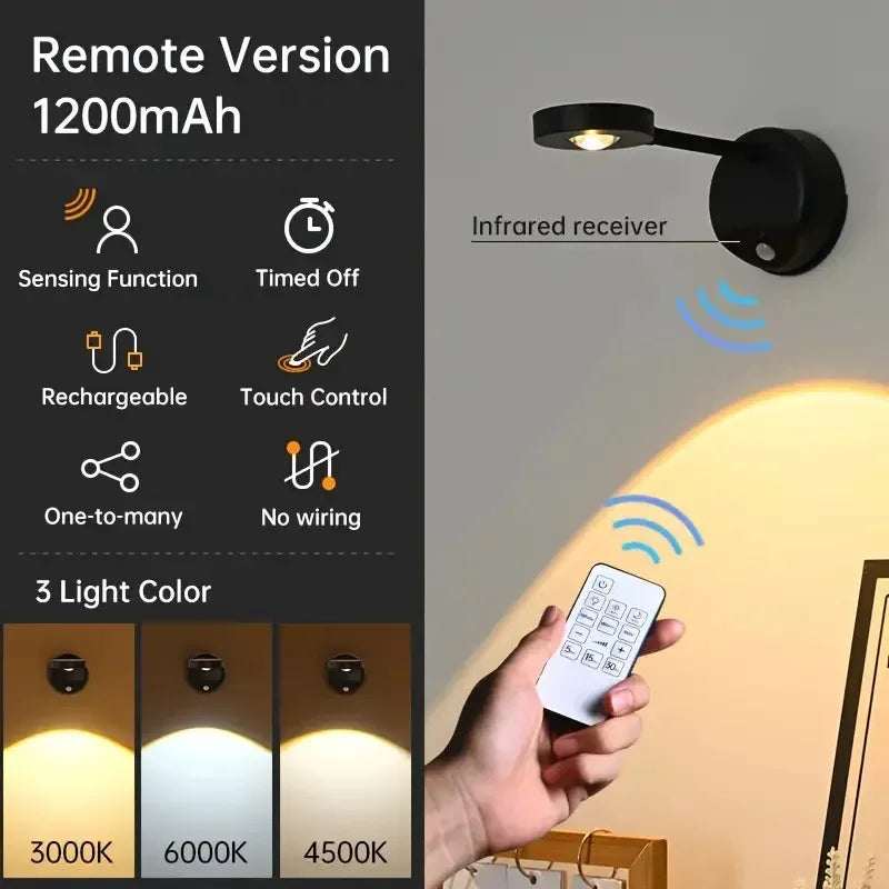 LumiSpot™ | Arandela LED Recarregável Giratória