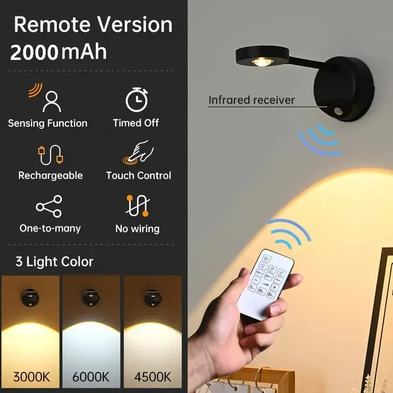 LumiSpot™ | Arandela LED Recarregável Giratória